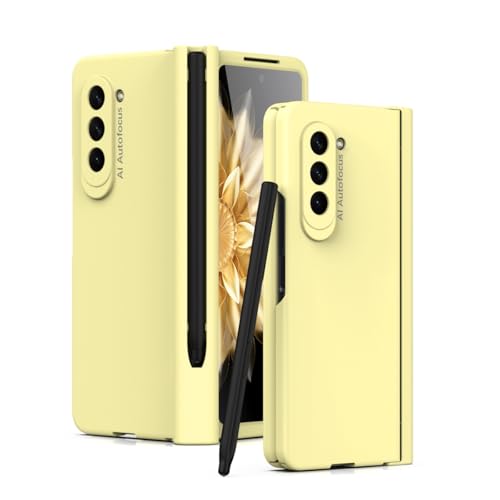 Schutzhülle für Samsung Galaxy Z Fold 5 Slim S Pen mit integriertem S-Stifthalter, Displayschutzfolie und Scharnierabdeckung, stoßfest, kratzfest, Fallschutz, Gelb Schutzhülle für Samsung Galaxy Z Fold 5 Slim S Pen mit integriertem S-Stifthalter, Displayschutzfolie und Scharnierabdeckung, stoßfest, kratzfest, Fallschutz, Gelb von LGZADD