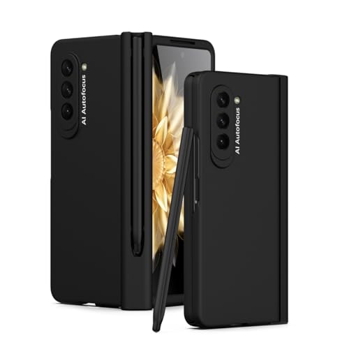 Schutzhülle für Samsung Galaxy Z Fold 5 Slim S Pen mit integriertem S-Stifthalter, Displayschutzfolie und Scharnierabdeckung, stoßfest, kratzfest, Fallschutz, Schwarz von LGZADD