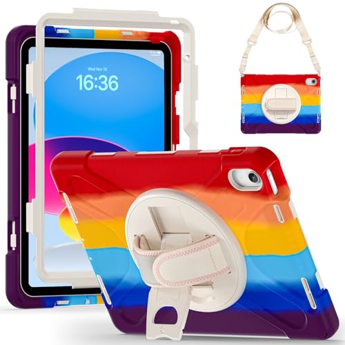 Schutzhülle für iPad (A16) 11. Generation 2025, robust, stoßfest, Fallschutz mit Schultergurt, kompatibel mit Kinder-Silikonhülle, Rot 1 von LGZADD