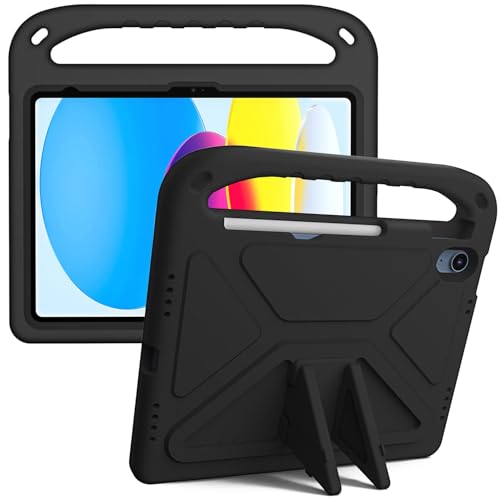 Schutzhülle für iPad (A16) 11. Generation 2025, stoßfest, leicht, mit Griff, Ständer, Schutzhülle, kratzfest, kinderfreundlich, kompatibel mit Kinder-EVA-Schale, Schwarz von LGZADD