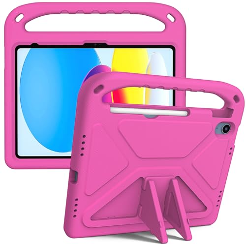 Schutzhülle für iPad (A16) 11. Generation 2025, stoßfest, leicht, mit Griff, Ständer, Schutzhülle, kratzfest, kinderfreundlich, kompatibel mit Kinder-EVA-Schale (Rosarot) von LGZADD