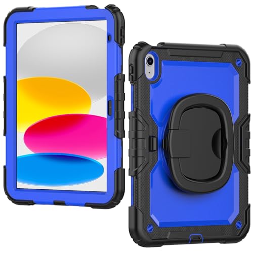 Schutzhülle für iPad 11. Generation A16, 27,9 cm (11 Zoll), 2025, mit Displayschutzfolie, robust, drehbarer Griff, Silikonhülle, Blau 2 von LGZADD
