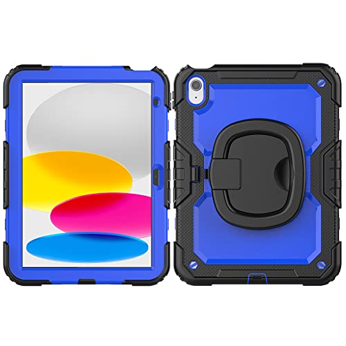 Schutzhülle für iPad 11. Generation A16, 27,9 cm (11 Zoll), 2025, mit Displayschutzfolie, robust, drehbarer Griff, Silikonhülle, Blau 2 von LGZADD