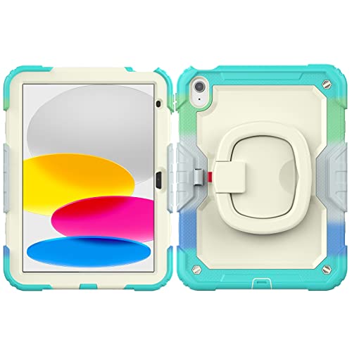 Schutzhülle für iPad 11. Generation A16, 27,9 cm (11 Zoll), 2025, mit Displayschutzfolie, robust, drehbarer Griff, Silikonhülle (Hellblau 2) von LGZADD