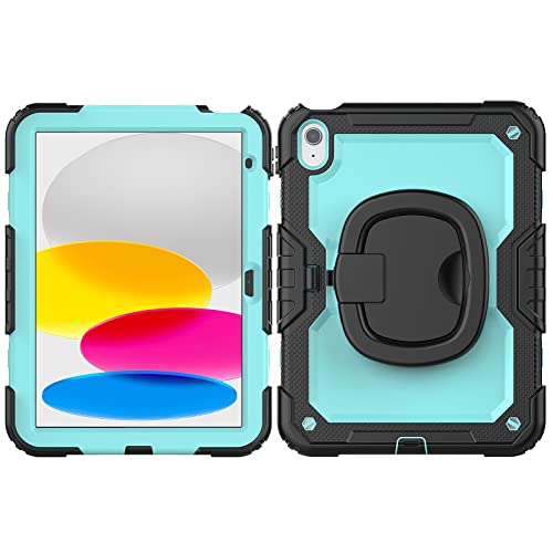 Schutzhülle für iPad 11. Generation A16, 27,9 cm (11 Zoll), 2025, mit Displayschutzfolie, robust, drehbarer Griff, Silikonhülle (Hellblau 3) von LGZADD