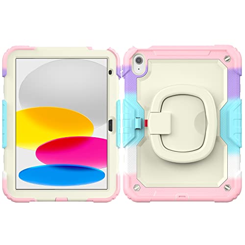 Schutzhülle für iPad 11. Generation A16, 27,9 cm (11 Zoll), 2025, mit Displayschutzfolie, robust, drehbarer Griff, Silikonhülle (Pink 1) von LGZADD