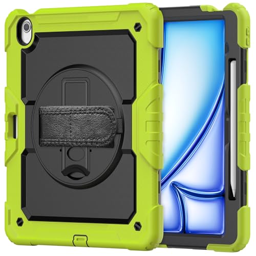 Schutzhülle für iPad Air 13 Zoll 2024, strapazierfähig, stoßfest, TPU, mit Displayschutzfolie, 380° drehbarem Ständer, Handschlaufe und Schultergurt, kompatibel mit iPad Air 13 Zoll 2024, Grün Schutzhülle für iPad Air 13 Zoll 2024, strapazierfähig, stoßfest, TPU, mit Displayschutzfolie, 380° drehbarem Ständer, Handschlaufe und Schultergurt, kompatibel mit iPad Air 13 Zoll 2024, Grün von LGZADD