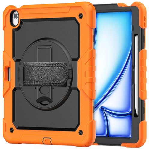 Schutzhülle für iPad Air 13 Zoll 2024, strapazierfähig, stoßfest, TPU, mit Displayschutzfolie, 380° drehbarem Ständer, Handschlaufe und Schultergurt, kompatibel mit iPad Air 13 Zoll 2024, Orange Schutzhülle für iPad Air 13 Zoll 2024, strapazierfähig, stoßfest, TPU, mit Displayschutzfolie, 380° drehbarem Ständer, Handschlaufe und Schultergurt, kompatibel mit iPad Air 13 Zoll 2024, Orange von LGZADD