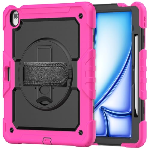 Schutzhülle für iPad Air 13 Zoll 2024, strapazierfähig, stoßfest, TPU-Hülle, Displayschutzfolie, 380° drehbarer Ständer, Handschlaufe und Schultergurt, kompatibel mit iPad Air 13 Zoll 2024, Rosarot Schutzhülle für iPad Air 13 Zoll 2024, strapazierfähig, stoßfest, TPU-Hülle, Displayschutzfolie, 380° drehbarer Ständer, Handschlaufe und Schultergurt, kompatibel mit iPad Air 13 Zoll 2024, Rosarot von LGZADD