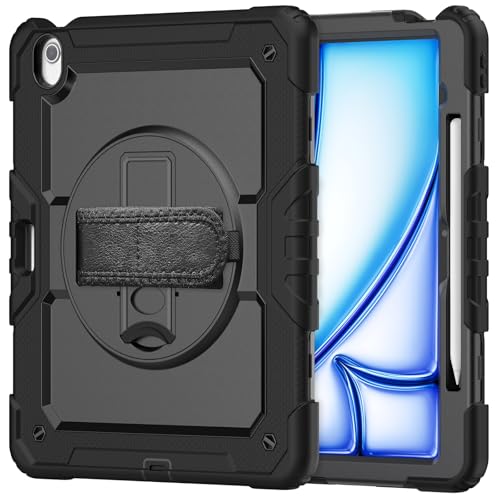 Schutzhülle für iPad Air 13 Zoll 2024, strapazierfähig, stoßfest, TPU-Hülle, Displayschutzfolie, 380° drehbarer Ständer, Handschlaufe und Schultergurt, kompatibel mit iPad Air 13 Zoll 2024, Schwarz Schutzhülle für iPad Air 13 Zoll 2024, strapazierfähig, stoßfest, TPU-Hülle, Displayschutzfolie, 380° drehbarer Ständer, Handschlaufe und Schultergurt, kompatibel mit iPad Air 13 Zoll 2024, Schwarz von LGZADD