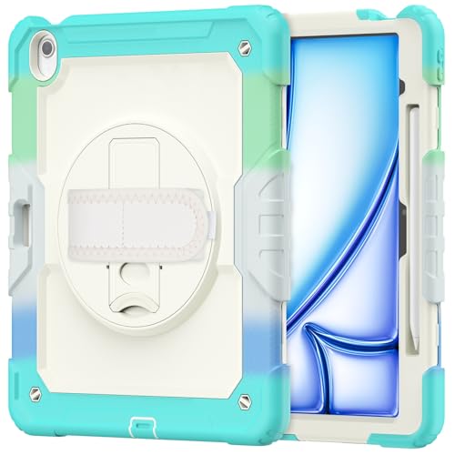 Schutzhülle für iPad Air 33 cm (13 Zoll) 2024, strapazierfähig, stoßfest, TPU-Hülle, Displayschutzfolie, 380° drehbarer Ständer, Handschlaufe und Schultergurt, kompatibel mit iPad Air 13 Zoll 2024 von LGZADD