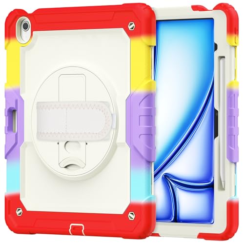 Schutzhülle für iPad Air 33 cm (13 Zoll) 2024, strapazierfähig, stoßfest, TPU-Hülle, Displayschutzfolie, 380° drehbarer Ständer, Handschlaufe und Schultergurt, kompatibel mit iPad Air 13 Zoll 2024 von LGZADD