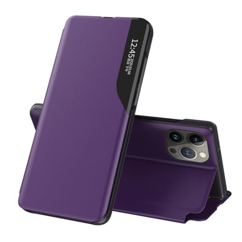 Schutzhülle für iPhone 13 Pro Max, Klapphülle, Leder, klare Sicht, mit Ständer, Handyhülle, Smart-Fenster, stoßfest, kompatibel mit 13 Pro Max, klare Sicht, Violett Schutzhülle für iPhone 13 Pro Max, Klapphülle, Leder, klare Sicht, mit Ständer, Handyhülle, Smart-Fenster, stoßfest, kompatibel mit 13 Pro Max, klare Sicht, Violett von LGZADD