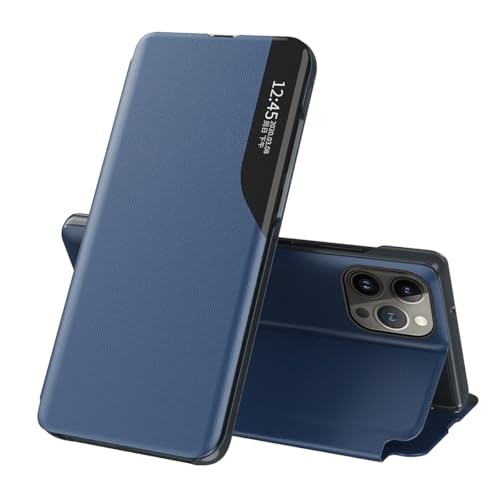 Schutzhülle für iPhone 16 Pro Max, Klapphülle, Leder, klare Sicht, mit Ständer, Handyhülle, Smart-Fenster, stoßfest, kompatibel mit 16 Pro Max, klare Sicht, Blau Schutzhülle für iPhone 16 Pro Max, Klapphülle, Leder, klare Sicht, mit Ständer, Handyhülle, Smart-Fenster, stoßfest, kompatibel mit 16 Pro Max, klare Sicht, Blau von LGZADD