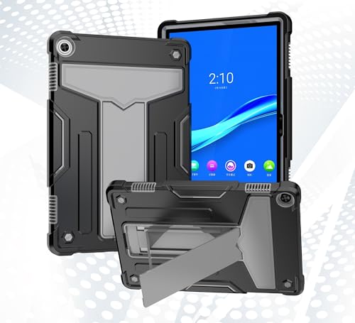 Schutzhülle kompatibel mit Lenovo Tab M10 3. Generation 25,7 cm (10,1 Zoll) TB328FU/TB328XU (2022), mit Ständer, dreilagig, Hybrid-Ganzkörperhülle, robust, stoßfest, Fallschutz, Schwarz und Grau von LGZADD