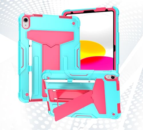 Schutzhülle kompatibel mit iPad 11. Generation A16 (27,9 cm (11 Zoll) 2025, mit Ständer, dreilagig, Hybrid-Ganzkörperhülle, robust, stoßfest, Fallschutz (Hellgrün + ROSERSD) von LGZADD