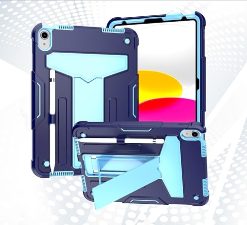 Schutzhülle kompatibel mit iPad 11. Generation A16 11 Zoll 2025, mit Ständer, dreilagig, Hybrid-Ganzkörperhülle, robust, stoßfest, Fallschutz, Marineblau + Blau Schutzhülle kompatibel mit iPad 11. Generation A16 11 Zoll 2025, mit Ständer, dreilagig, Hybrid-Ganzkörperhülle, robust, stoßfest, Fallschutz, Marineblau + Blau von LGZADD
