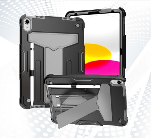 Schutzhülle kompatibel mit iPad 11. Generation A16 11 Zoll 2025, mit Ständer, dreilagig, Hybrid-Ganzkörperhülle, robust, stoßfest, Fallschutz, Schwarz und Grau Schutzhülle kompatibel mit iPad 11. Generation A16 11 Zoll 2025, mit Ständer, dreilagig, Hybrid-Ganzkörperhülle, robust, stoßfest, Fallschutz, Schwarz und Grau von LGZADD