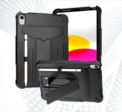 Schutzhülle kompatibel mit iPad 11. Generation A16 11 Zoll 2025, mit Ständer, dreilagig, Hybrid-Ganzkörperhülle, robust, stoßfest, Fallschutz, Schwarz und Schwarz von LGZADD
