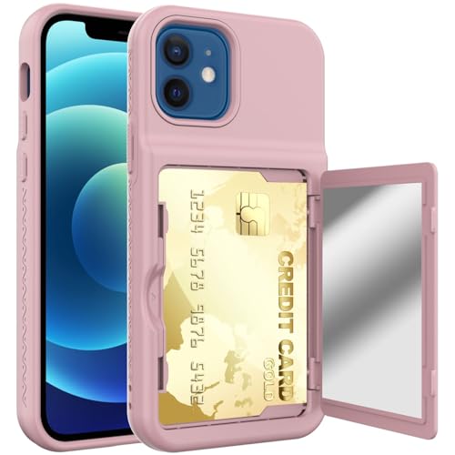 Schutzhülle kompatibel mit iPhone 12, 15,5 cm (6,1 Zoll), Brieftasche, Kreditkartenhalter, Ausweisfach, Schiebetür, versteckte Tasche, kratzfest, zweilagig, Hybrid-Schutzhülle, Hartschale, Rückseite von LGZADD