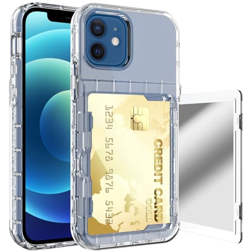 Schutzhülle kompatibel mit iPhone 12, 15,5 cm (6,1 Zoll), Brieftasche, Kreditkartenhalter, Ausweisfach, Schiebetür, versteckte Tasche, kratzfest, zweilagig, Hybrid-Schutzhülle, Hartschale, Rückseite von LGZADD