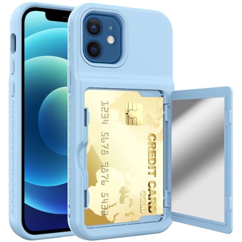Schutzhülle kompatibel mit iPhone 12, 15,5 cm (6,1 Zoll), Brieftasche, Kreditkartenhalter, Ausweisfach, Schiebetür, versteckte Tasche, kratzfest, zweilagig, Hybrid-Schutzhülle, Hartschalen-Rückseite von LGZADD