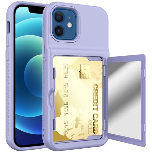 Schutzhülle kompatibel mit iPhone 12, 15,5 cm (6,1 Zoll), Brieftasche, Kreditkartenhalter, Ausweisfach, Schiebetür, versteckte Tasche, kratzfest, zweilagig, Hybrid-Schutzhülle, Hartschalen-Rückseite von LGZADD