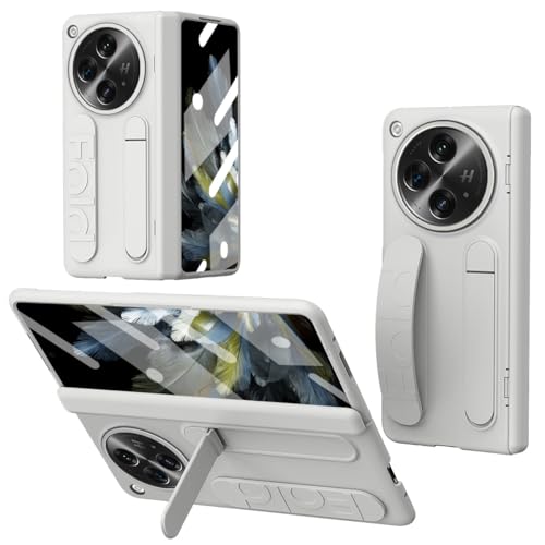 Schutzhülle mit Ständer, kompatibel mit Oppo Find N3, integrierte Displayschutzfolie und Handschlaufe, militärische Qualität, stoßfest, kompatibel mit Oppo Find N3 (weiß) von LGZADD