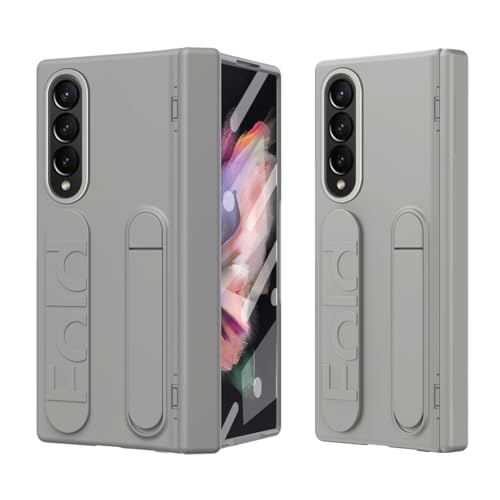 Schutzhülle mit Ständer, kompatibel mit Samsung Galaxy Z Fold 3, integrierte Displayschutzfolie und Handschlaufe, militärische Qualität, stoßfest, kompatibel mit Samsung Galaxy Z Fold 3 (Grau) von LGZADD