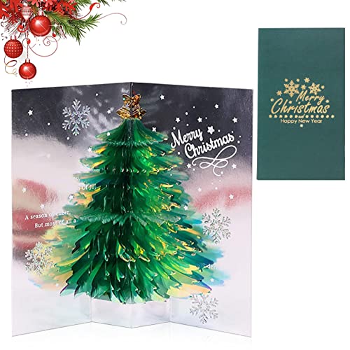 3D Pop Up Weihnachten Karten, 3D Weihnachtskarte, 3D Weihnachtsbaum Karte mit Umschlag, Pop-Up Karte Weihnachten, Dekorative Weihnachtsbaum Karte für Feiertagskarte (Grün) von LGZIN