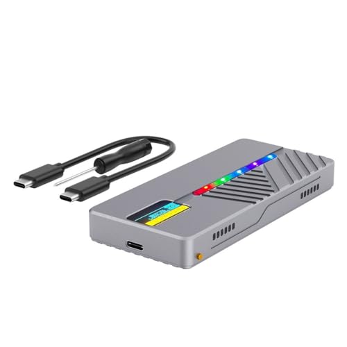 LHBDA Smart-Display-Bildschirm M.2 Solid State Drive Gehäuse 10 GB Protokoll NVMe/Daten-Gehäuse aus Aluminiumlegierung (Grau) von LHBDA