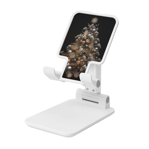 LHCVSFGW Handy-Ständer, silberfarbener Weihnachtsbaum, zusammenklappbar, Schreibtisch-Telefonständer, verstellbarer Winkel, Höhe, Telefonhalter für Schreibtisch, tragbarer Telefonständer von LHCVSFGW