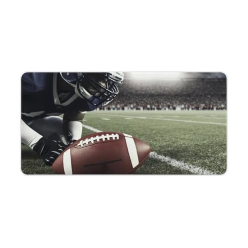 American Football Mauspad, Gaming-Mauspad, groß, Laptop-Schreibtischunterlage mit genähten Kanten, rutschfeste Schreibtischunterlage für Büro, langer Druck, Mäusepad mit Gummiunterseite, 30 x 60 cm von LHDGSJE
