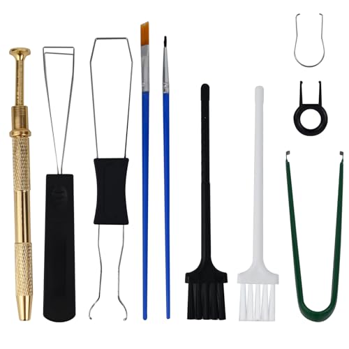 LHOEST Keycap Puller 10 Stück, Tastatur Tasten Entferner Set mit Tastaturbürste Pinzette, Tastenkappen Abzieher, keycap Remover Switch Puller, Tastatur Reinigungsset für Mechanische von LHOEST
