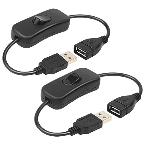 LHSDMOAT USB Schalter kabel 0,3m, USB-Kabel mit Ein/Aus-Schalter, USB-Verlängerungs-Inline-Wipp schalter für Fahrrekorder, LED-Schreibtischlampe, USB-Lüfter, LED-Streifen(2 Pack) von LHSDMOAT