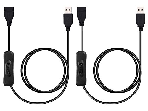 USB-Switch-Kabel (2m), USB 2.0-Verlängerungskabel mit EIN / Aus-Schalter USB-Stecker auf Buchse Kabel USB-Stromdaten-Verlängerungskabel, für LED-Schreibtischlampe, USB-Lüfter, LED-Streifen usw. von LHSDMOAT