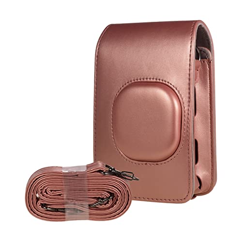 LHYFAGQK Retro weicher Mini-Kamerasack Pu. Ledertasche for Schultergurt Instant Camera Bag Fit Fujifilm Instax Mini LiPlay Kameratasche(Rose Gold) von LHYFAGQK
