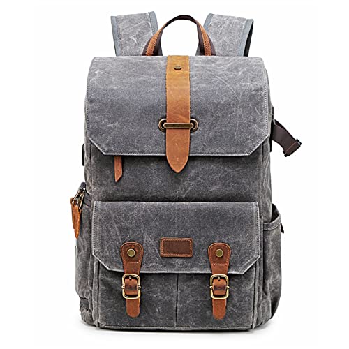 LHYFAGQK Vintage Batik-Leinwand + Leder-Kameras-Tasche im Freien Reise großer Kapazität Rucksack for gepolsterter Fotografie DSLR. Kameratasche for Canon Fit for Nikon Fit for Sony Kameratasche(Gray) LHYFAGQK Vintage Batik-Leinwand + Leder-Kameras-Tasche im Freien Reise großer Kapazität Rucksack for gepolsterter Fotografie DSLR. Kameratasche for Canon Fit for Nikon Fit for Sony Kameratasche(Gray) von LHYFAGQK