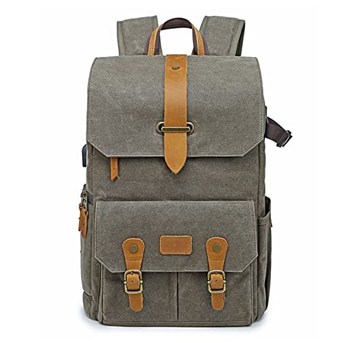 LHYFAGQK Vintage Batik-Leinwand + Leder-Kameras-Tasche im Freien Reise großer Kapazität Rucksack for gepolsterter Fotografie DSLR. Kameratasche for Canon Fit for Nikon Fit for Sony Kameratasche(Green) LHYFAGQK Vintage Batik-Leinwand + Leder-Kameras-Tasche im Freien Reise großer Kapazität Rucksack for gepolsterter Fotografie DSLR. Kameratasche for Canon Fit for Nikon Fit for Sony Kameratasche(Green) von LHYFAGQK