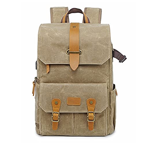 LHYFAGQK Vintage Batik-Leinwand + Leder-Kameras-Tasche im Freien Reise großer Kapazität Rucksack for gepolsterter Fotografie DSLR. Kameratasche for Canon Fit for Nikon Fit for Sony Kameratasche(Khaki) LHYFAGQK Vintage Batik-Leinwand + Leder-Kameras-Tasche im Freien Reise großer Kapazität Rucksack for gepolsterter Fotografie DSLR. Kameratasche for Canon Fit for Nikon Fit for Sony Kameratasche(Khaki) von LHYFAGQK
