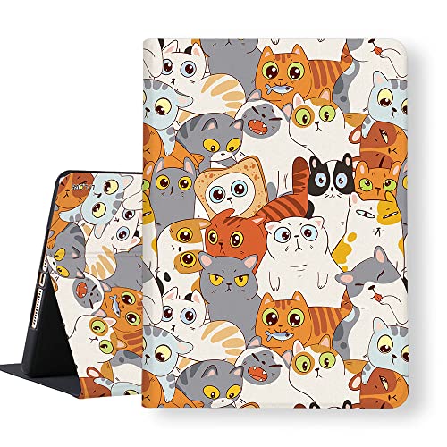 LI-LOVE Schutzh?lle f?r iPad 9. 8. 7. Generation 10,2 Zoll 2021 2020 2019, leicht, schlank, sch?tzend, weiches TPU, Folio-St?nder-Cover, niedliche Katze, verstellbarer Winkel, automatisches Waken, Schlafen, Smart Lederh?lle von LI-LOVE