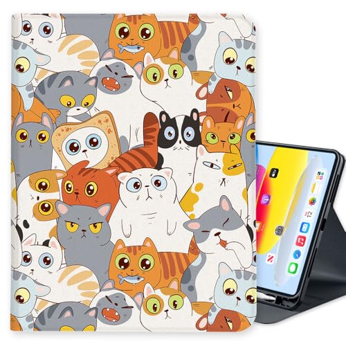 LI-LOVE Schutzhülle für iPad A16 11 Zoll 2025 (11. Generation), iPad 10. Generation 27,7 cm (11 Zoll) 2022, Folio-Ständer, weiches TPU, Katze, mehrere Winkel, automatische Wake-/Sleep-Funktion von LI-LOVE