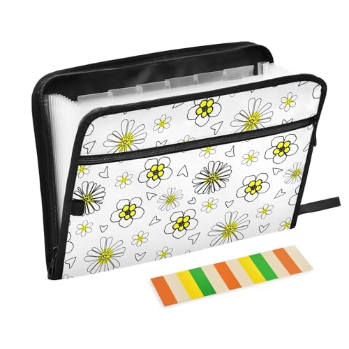 LI ZHI XIN A4 Dokumentenmappe Mit 13 Tasche Dokument Organizer Klassifizierungsordner Wasserfeste Seitlich ReißVerschluss Ordner FäChermappe BlüMchenmuster von LI ZHI XIN