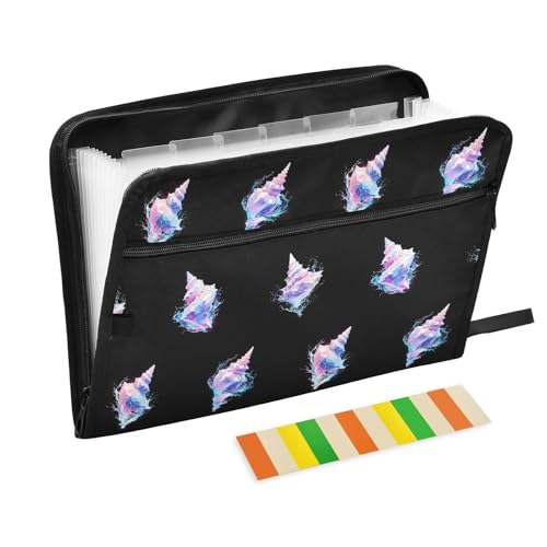 LI ZHI XIN A4 Dokumentenmappe Mit 13 Tasche Dokument Organizer Klassifizierungsordner Wasserfeste Seitlich ReißVerschluss Ordner FäChermappe Bunte Muschel-Muster von LI ZHI XIN