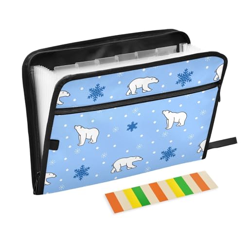 LI ZHI XIN A4 Dokumentenmappe Mit 13 Tasche Dokument Organizer Klassifizierungsordner Wasserfeste Seitlich ReißVerschluss Ordner FäChermappe Eisbär-Schneeflocken-Muster LI ZHI XIN A4 Dokumentenmappe Mit 13 Tasche Dokument Organizer Klassifizierungsordner Wasserfeste Seitlich ReißVerschluss Ordner FäChermappe Eisbär-Schneeflocken-Muster von LI ZHI XIN