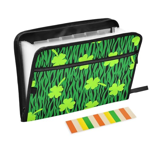 LI ZHI XIN A4 Dokumentenmappe Mit 13 Tasche Dokument Organizer Klassifizierungsordner Wasserfeste Seitlich ReißVerschluss Ordner FäChermappe GrüNe Blume von LI ZHI XIN