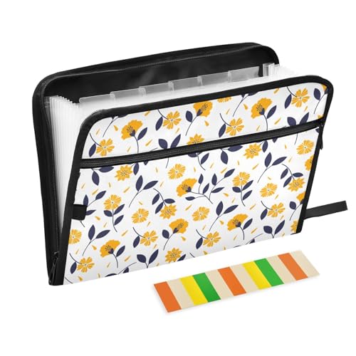 LI ZHI XIN A4 Dokumentenmappe Mit 13 Tasche Dokument Organizer Klassifizierungsordner Wasserfeste Seitlich ReißVerschluss Ordner FäChermappe Herbstblumen Blätter von LI ZHI XIN