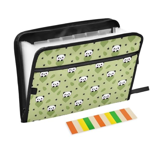 LI ZHI XIN A4 Dokumentenmappe Mit 13 Tasche Dokument Organizer Klassifizierungsordner Wasserfeste Seitlich ReißVerschluss Ordner FäChermappe Panda-Muster von LI ZHI XIN