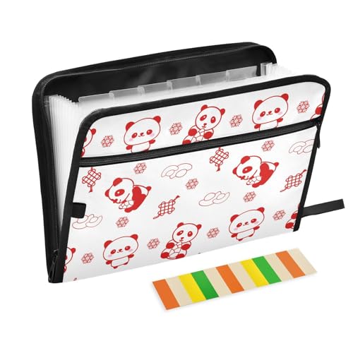 LI ZHI XIN A4 Dokumentenmappe Mit 13 Tasche Dokument Organizer Klassifizierungsordner Wasserfeste Seitlich ReißVerschluss Ordner FäChermappe Panda-Muster von LI ZHI XIN