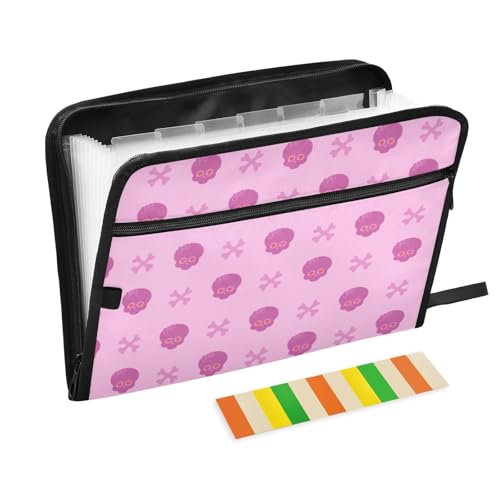 LI ZHI XIN A4 Dokumentenmappe Mit 13 Tasche Dokument Organizer Klassifizierungsordner Wasserfeste Seitlich ReißVerschluss Ordner FäChermappe Schädelmuster von LI ZHI XIN